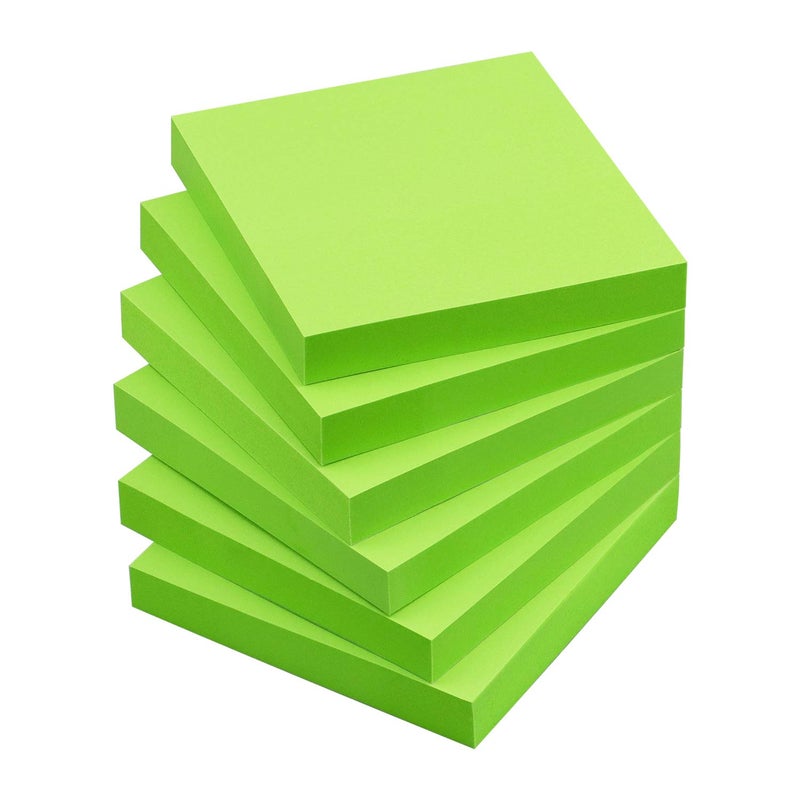 OSBOO Sticky Notes 3x3 Self-Stick Notes Pads with 6 Bright Colors  Easy to Post for Office  Shool  Home  6 Pads/Pack  100 Sheets/Pad(Green) - Image 1